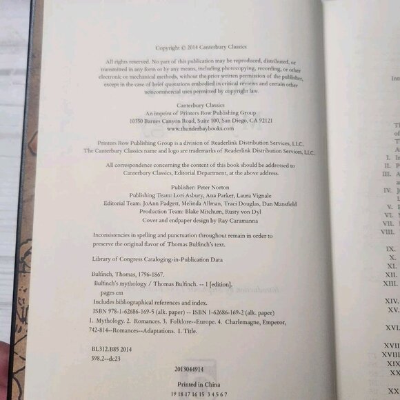 Leather-Bound Classics Bulfinch's Mythology by Thomas Bulfinch 2014 - Picture 6 of 6